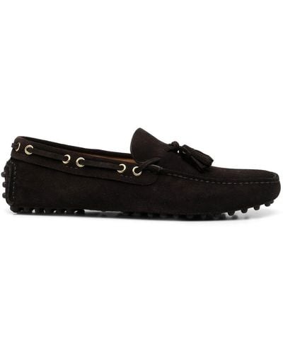 Car Shoe Tasselled Leather Loafers - Brown