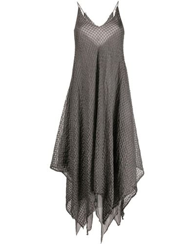 Marc Le Bihan V-neck Plaid-pattern Midi Dress - Grey
