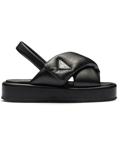 Prada Soft Padded Leather Sandal - Black