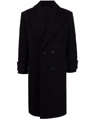Ami Paris Double-breasted Virgin Wool Overcoat - Black