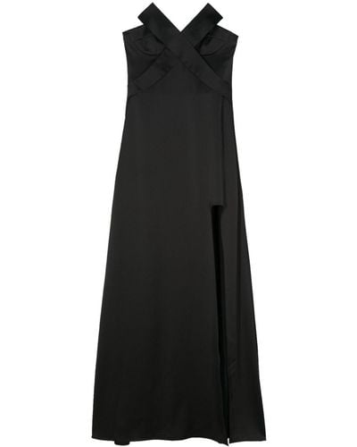 Genny X-embellished Long Dress - Black