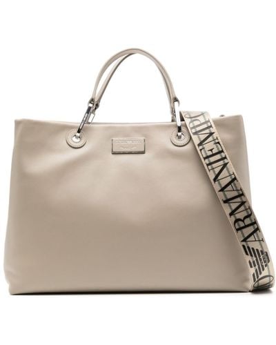 Emporio Armani Medium MyEA eco-leather shopper bag - Neutre