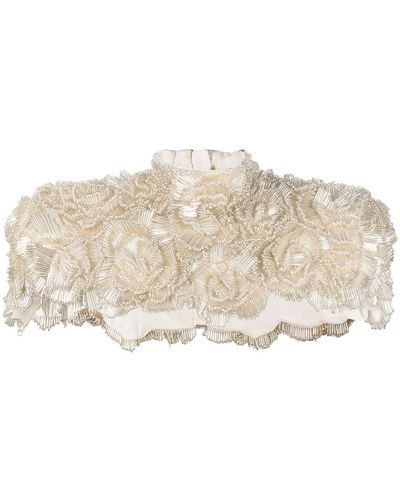 Balmain Capelet Verfraaid Met Bloemen - Zwart