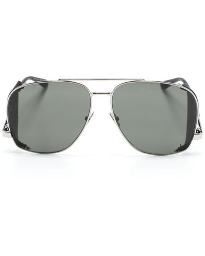 Saint Laurent Leon Pilot-frame Sunglasses - Grey