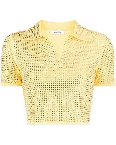 Sandro Crystal-embellished Crop Top - Yellow