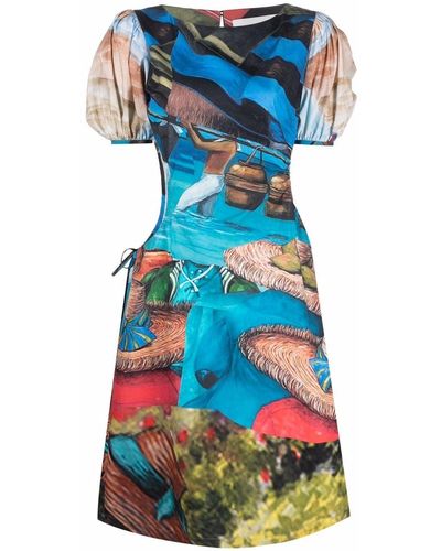 ANDERSSON BELL Kleid mit abstraktem Print - Blau