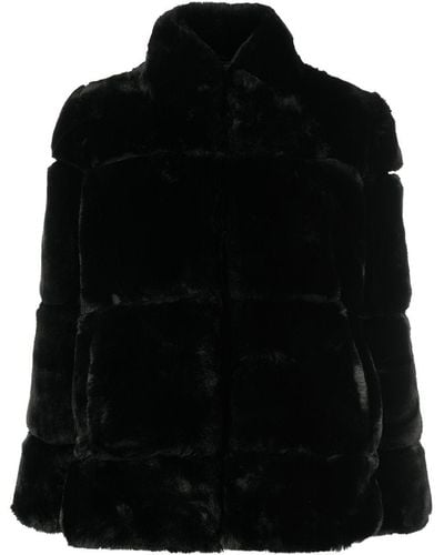 Apparis High-neck Faux-fur Coat - Black