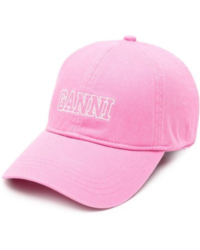 Ganni Baseballkappe aus Bio-Baumwolle - Pink