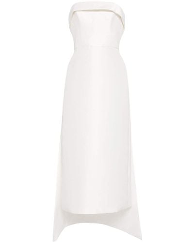 Amsale Strapless Watteau-back Dress - White