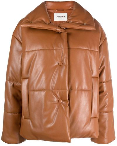 Nanushka Spread-collar Two-pocket Puffer Jacket - Brown