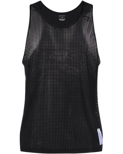 Satisfy Top sin mangas Space-O con perforaciones - Negro