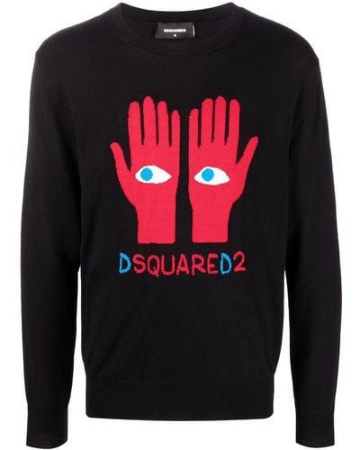 DSquared² Pull Eyes on Hands en maille - Multicolore