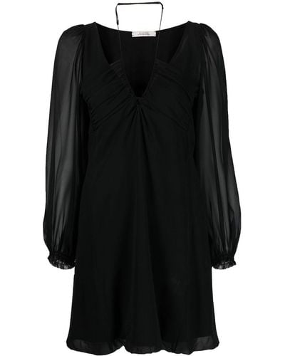 Dorothee Schumacher Sheer-sleeve V-neck Minidress - Black