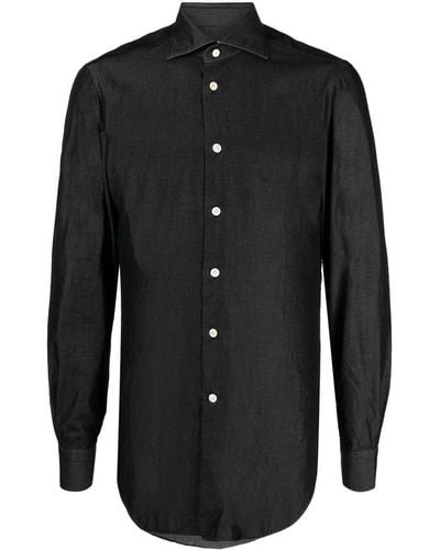 Kiton Katoenen Overhemd - Zwart