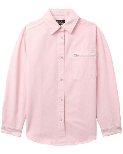 A.P.C. Tina Logo-embroidered Denim Shirt - Pink