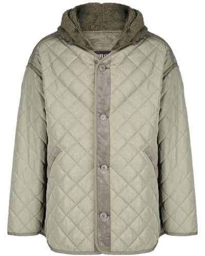 FIVE CM Button-down Hooded Quilted Jacket - Green