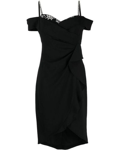 Marchesa Mini-jurk Met Ruches - Zwart