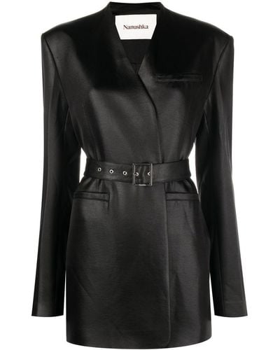 Nanushka Belted Single-breasted Blazer - Black