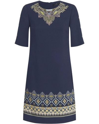 Etro Embroidered-design Short-sleeve Dress - Blue