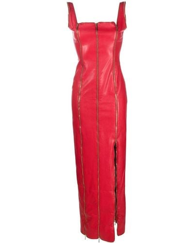 Jean Louis Sabaji Zip-detail Faux Leather Maxi Dress - Red