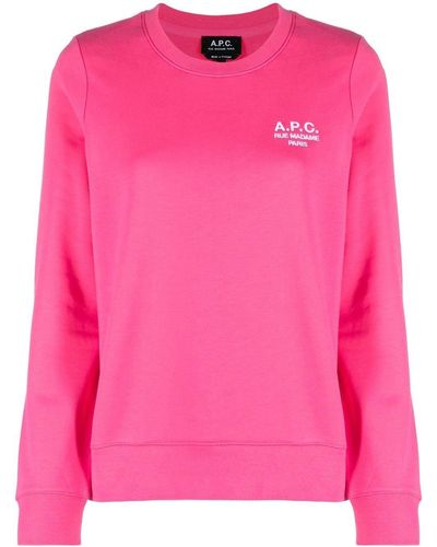 A.P.C. Logo-embroidered Cotton Sweatshirt - Pink