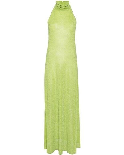 Oséree Metallic Maxi Dress With Halter Neckline - Green