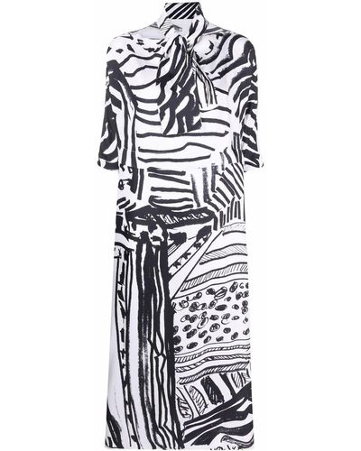 Daniela Gregis Abstract-stripe Mid-length Dress - Blue
