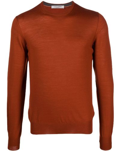 Fileria Round-neck Virgin-wool Sweater - Brown