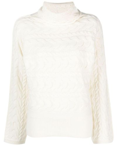 Cruciani Roll-neck Cable-knit Jumper - White