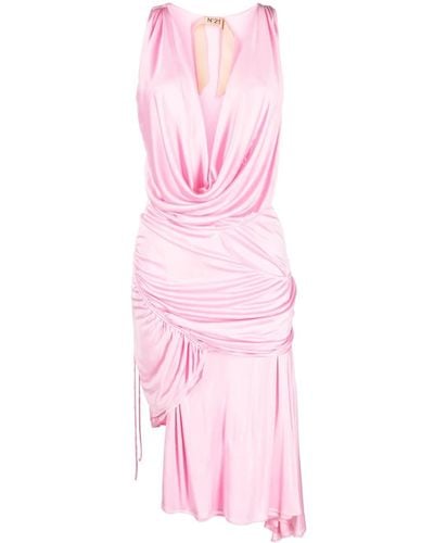 N°21 Asymmetrisches Kleid mit Drapierung - Pink