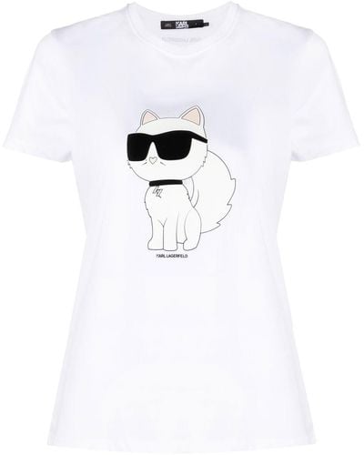 Karl Lagerfeld Ikonik Choupette Tシャツ - ホワイト