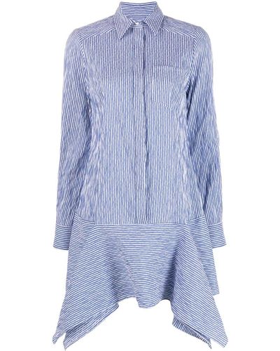 Talbot Runhof Pinstripe-pattern Shirt Dress - Blue