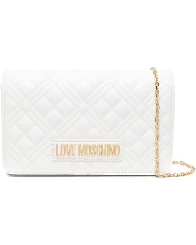 Love Moschino Logo-plaque Quilted Crossbody Bag - Wit