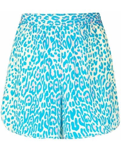 Stella McCartney Short à imprimé léopard - Bleu