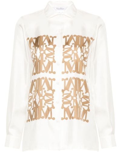 Max Mara Logo-print Silk Shirt - White