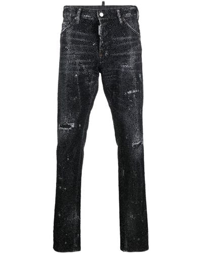 DSquared² Crystal-embellished Straight-leg Jeans - Blue
