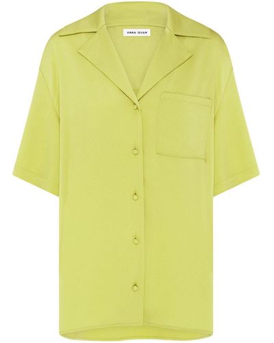 Anna Quan Mason Short-sleeve Satin Shirt - Yellow