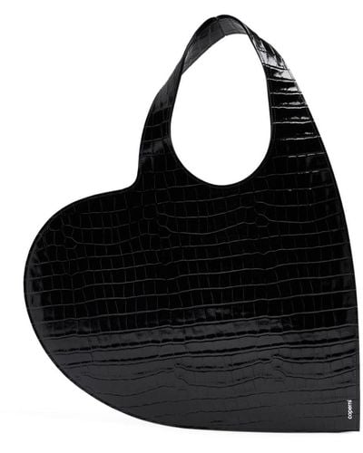 Coperni Heart Leather Tote Bag - Black