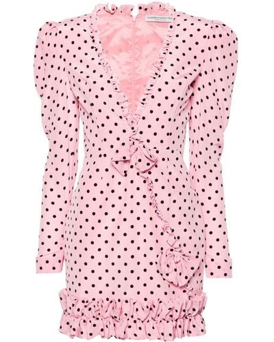 Alessandra Rich Polka-dot Silk Minidress - Pink