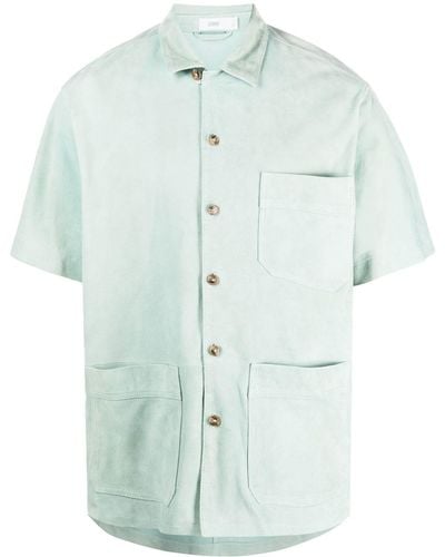Closed Spread Collar Short Sleeves Shirt - Green