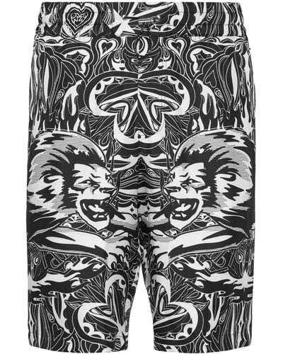 Philipp Plein Circus Silk Shorts - Grey