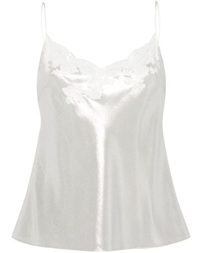Carine Gilson Lace-detail Lurex Camisole - White