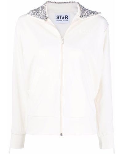 Golden Goose Crystal-embellished Zipped Sweatshirt - White