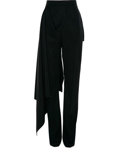 Alexander McQueen Schmale Hose mit Drapierung - Schwarz