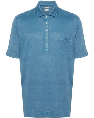 Massimo Alba Textured-finish Linen Polo Shirt - Blue