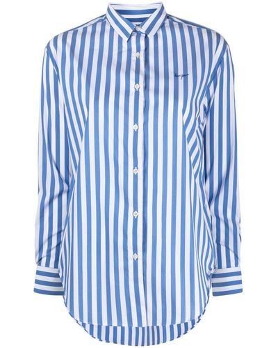 Maison Labiche Embroidered-logo Striped Shirt - Blue