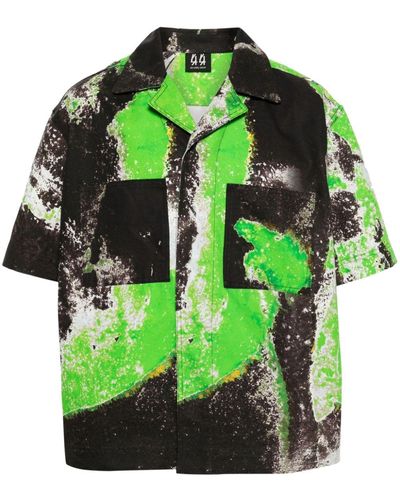 44 Label Group Corrosive Abstract-print Cotton Shirt - Green
