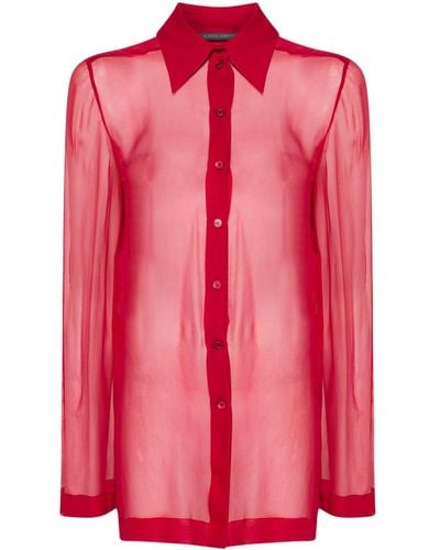 Alberta Ferretti Gathered-detail Silk Shirt - Pink