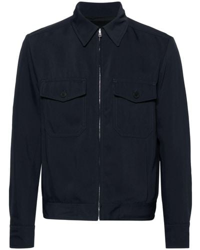 Sandro Zip-up Gabardine Shirt Jacket - Blue