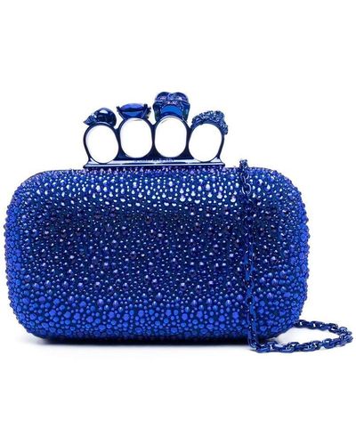 Alexander McQueen Four Ring Clutch Bag - Blue